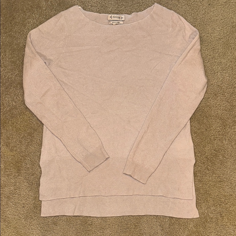 Nanette Lepore Cream and Pink Crewneck Sweater